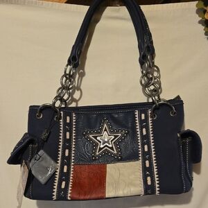 Montana West 100% Leather Texas Star Shoulder Bag